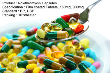 Roxithromycin Capsules أقراص مغلفة ، 150 ملغ ، 300 ملغ الأدوية الفموية المضادات الحيوية